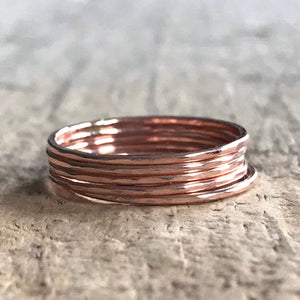 Set of 5 Rose Gold Stacking Rings