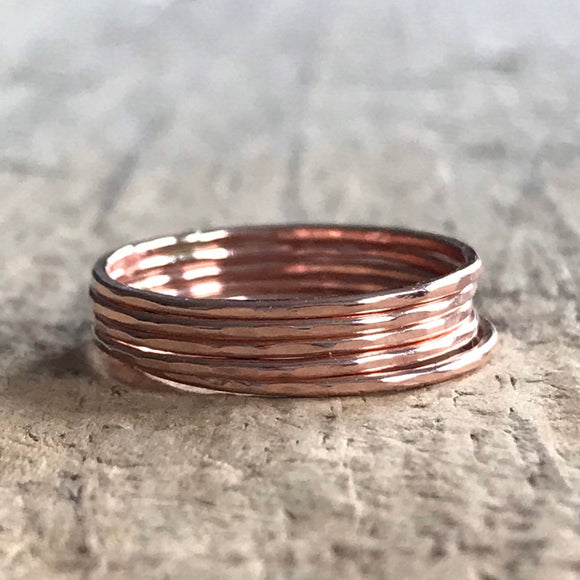 Set of 5 Rose Gold Stacking Rings